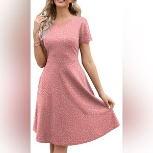 Helyo Women’s Pink White Polka Dot Dress Small